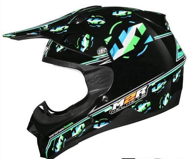 LKI M2R MX MOTOCROSS REV X 3.2 HELMET LOOSE KID BLACK / GREEN XL