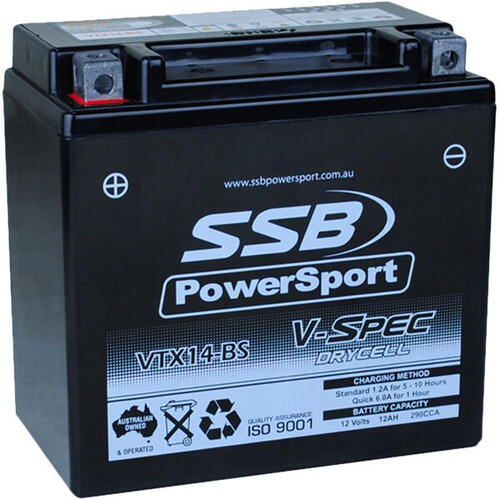 Kawasaki KFX700 V-FORCE 2005-2009 SSB V-Spec High Performance AGM Battery VTX14-BS