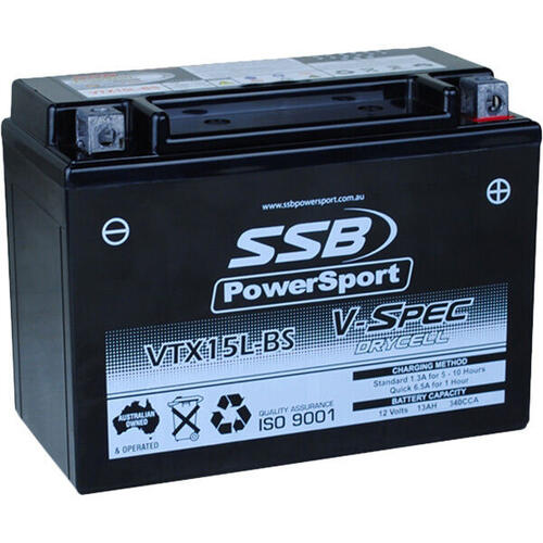 Can-Am DS650 2006-2007 SSB V-Spec High Performance AGM Battery VTX15L-BS