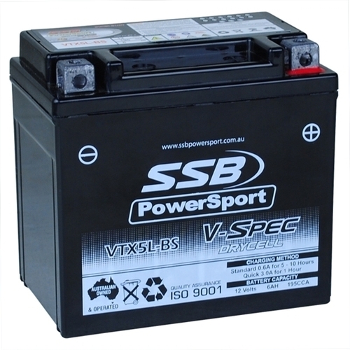 Yamaha YFZ450R 2009 - 2023 SSB V-Spec High Performance AGM Battery VTX5L-BS