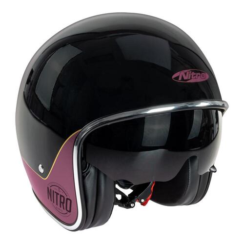 Nitro X582 Tribute Open Face Motorcycle Helmet Gloss Black Candy Red