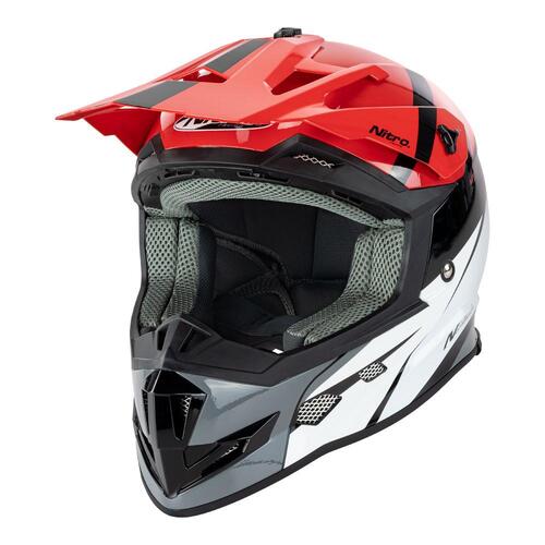 Nitro Youth MX700 Recoil MX Motocross Helmet Gloss Black Red White