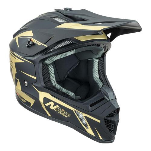 Nitro MX760 MX Motocross Helmet Satin Black Gold