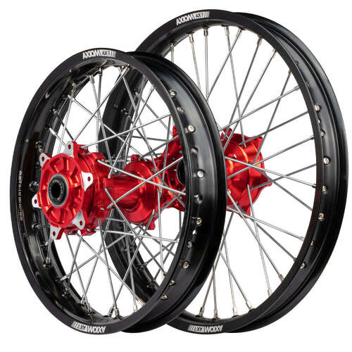 Honda CR85RB BIG WHEEL 1996-2007 Axiom JNR MX Wheel Set 19x1.6/16x1.85 Black Rims Red Hubs