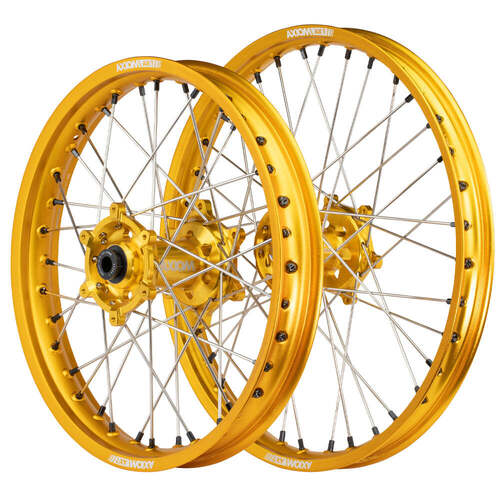 Honda CRF250R 2014-2024 Axiom SNR MX Wheel Set 21x1.6/19x2.15 Gold Rims Gold Hubs Black Nipples