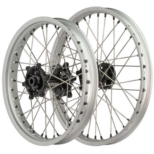 Honda CR125R 2002-2007 Axiom SNR MX Wheel Set 21x1.6/19x2.15 Silver Rims Black Hubs Black Nipples