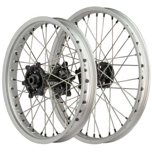 KTM 125 EXC 2003-2017 Axiom SNR Enduro 21x1.6/18x2.15 Silver Rims Black Hubs Black Nipples