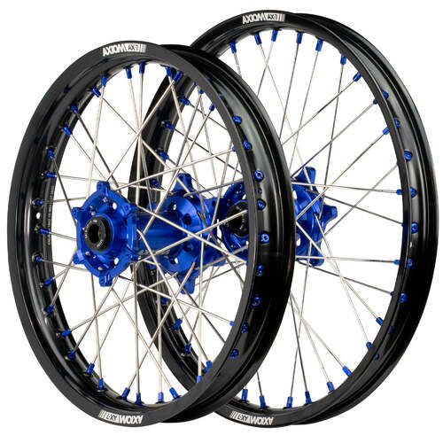 Gas-Gas MC 350F 2021 - 2024 Axiom SNR MX Wheel Set 21x1.6/19x2.15 Black Rims Blue Hubs Blue Nipples