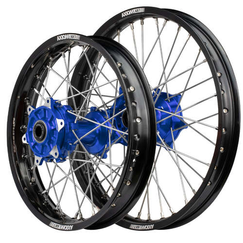 KTM 250 EXC TPI 2018 - 2024 Axiom Cush Drive Enduro Wheel Set 21x1.6/18x2.15 Black Rims Blue Hubs 