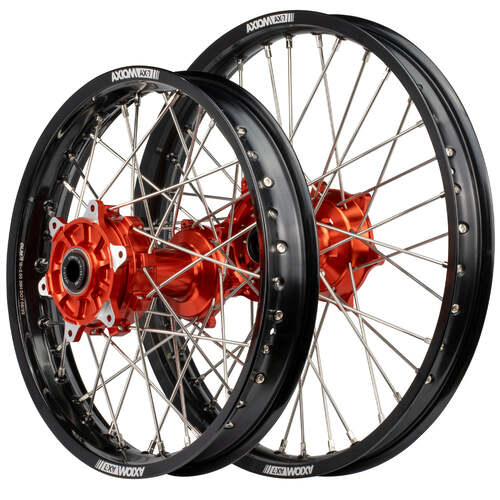 KTM 125 EXC 2003-2017 Axiom Cush Drive Enduro Wheel Set 21x1.6/18x2.15 Black Rims Orange Hubs 