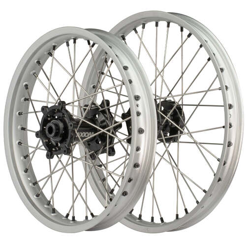 Sherco 300 SE-R (2T) 2014 - 2024 Axiom SNR Enduro Wheel Set 21x1.6/18x2.15 Silver Rims Black Hubs Black Nipples