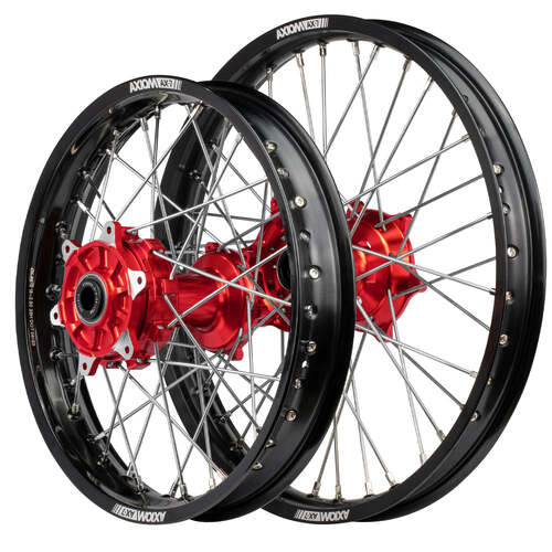 Gas-Gas MC 85 (SW) 2021 - 2024 Axiom JNR MX Wheel Set 17x1.4/14x1.60 Black Rims Red Hubs