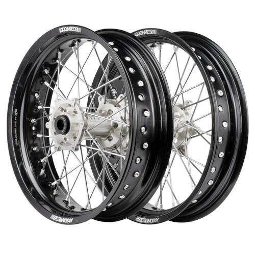 Husqvarna TC85 SW 2004 - 2020 Axiom JNR MX Wheel Set 17x1.4/14x1.60 Black Rims Silver Hubs