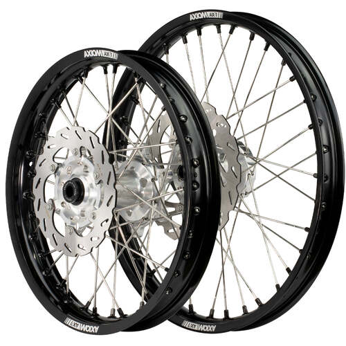 Honda CR125R 2002-2007 Axiom Wheel Set 21x1.6/19x2.15 Black Rims Silver Hubs SS Spokes inc Brake Discs