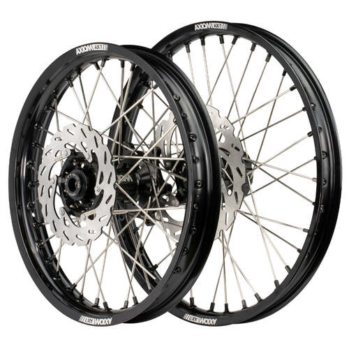 KTM 200 EXC 2003 - 2016 Axiom Wheel Set 21x1.6/18x2.15 Black Rims & Hubs SS Spokes inc Brake Discs