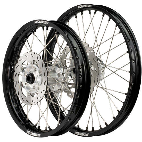 KTM 250 EXC TPI 2018 - 2024 Axiom Wheel Set 21x1.6/18x2.15 Black Rims Silver Hubs SS Spokes inc Brake Discs