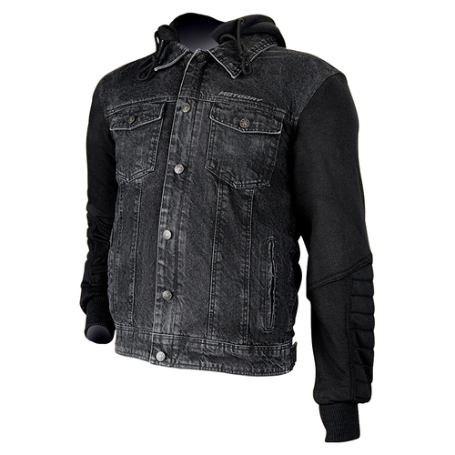 Motodry Stone Denim Motorcycle Jacket Hoody Black S