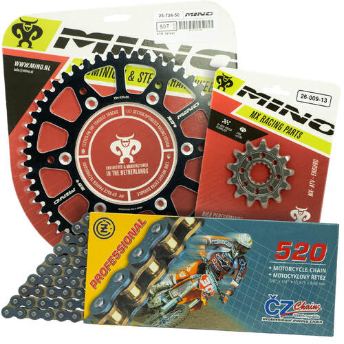 Kawasaki KLX450 2007-2022 Mino 12T/51T MX CZ Chain & Black Alloy Sprocket Kit