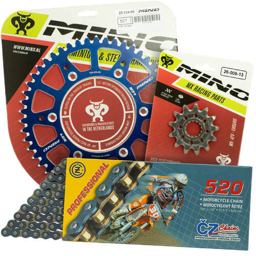 Yamaha YZ250X 2016-2022 Mino 15T/48T MX CZ Chain & Blue Alloy Sprocket Kit