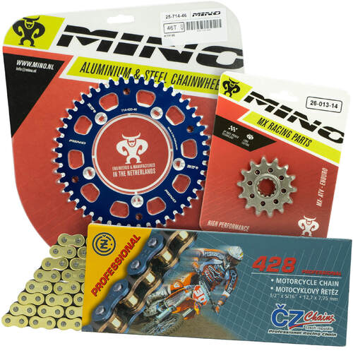 Husqvarna TC85 2014-2017 Mino 13T/46T Gold MX CZ Chain and Blue Alloy Sprocket Kit