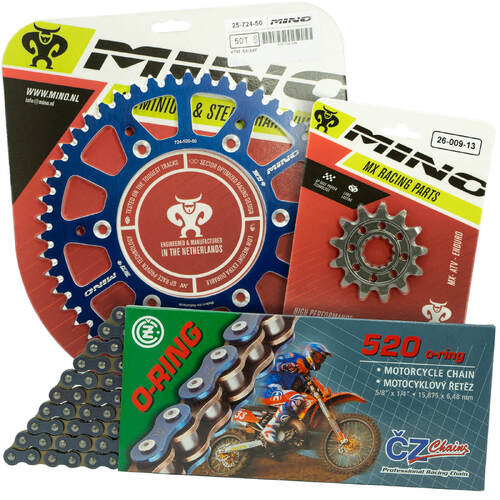 Yamaha YZ250X 2016-2022 Mino 15T/48T O-Ring CZ Chain & Blue Alloy Sprocket Kit