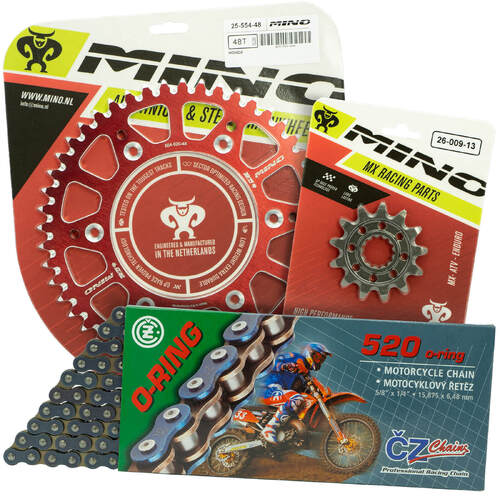 Gas Gas EX250F 2021 - 2022 Mino 12T/52T O-Ring CZ Chain & Red Alloy Sprocket Kit