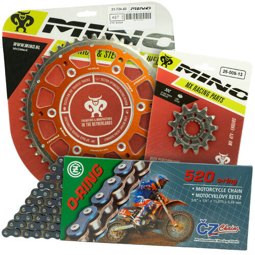 KTM 300 EXC 1995 - 2022 Mino 12T/48T O-Ring CZ Chain & Orange Fusion Sprocket Kit