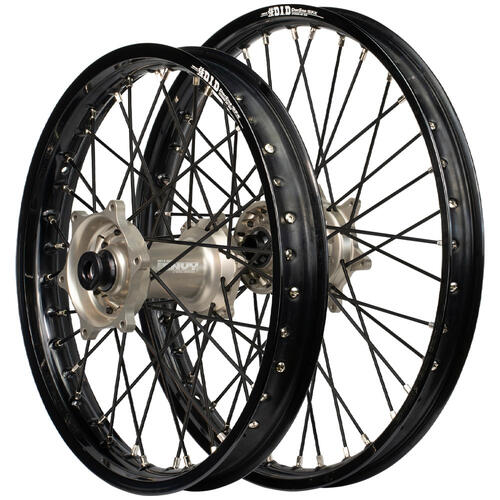 Honda CR125R 1989 - 1994 Envy / DID SNR Wheel Set 21/18 Black Rims Factory Hubs Black Spokes