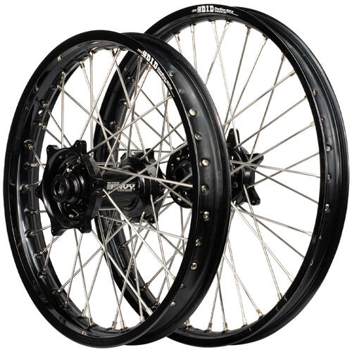 Honda CR125R 1989 - 1994 Envy / DID SNR Wheel Set 21/18 Black Rims Black Hubs