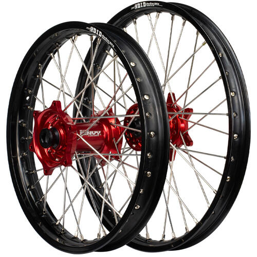 Honda CR125R 1989 - 1994 Envy / DID SNR Wheel Set 21/18 Black Rims Red Hubs