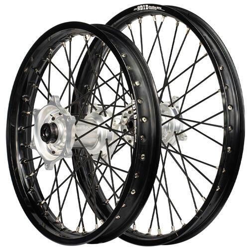 Honda CR125R 1989 - 1994 Envy / DID SNR Wheel Set 21/18 Black Rims Silver Hubs Black Spokes