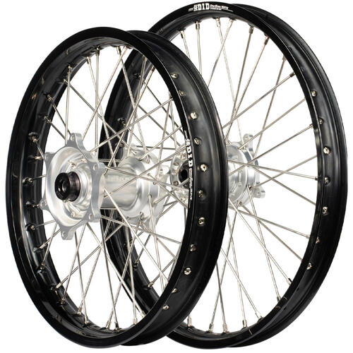 Honda CR125R 1989 - 1994 Envy / DID SNR Wheel Set 21/18 Black Rims Silver Hubs