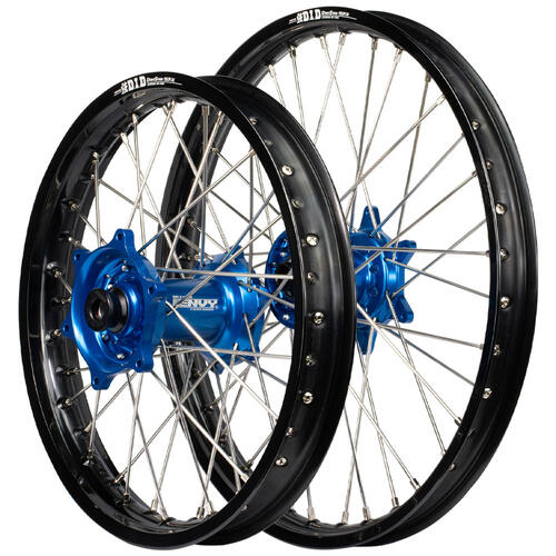 Yamaha WR250Z 1996 - 1997 Envy / DID SNR Wheel Set 21/18 Black Rims Blue Hubs