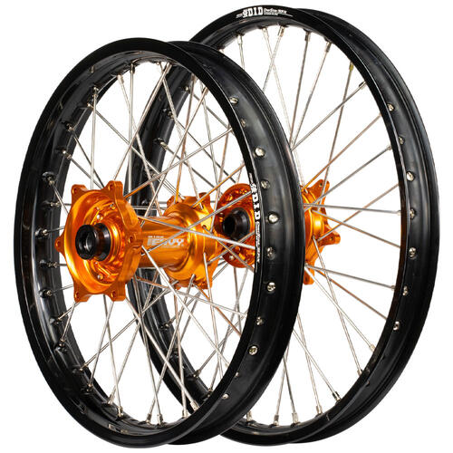 Husaberg TE250 2010 - 2014 Envy / DID SNR Wheel Set 21/18 Black Rims Orange Hubs