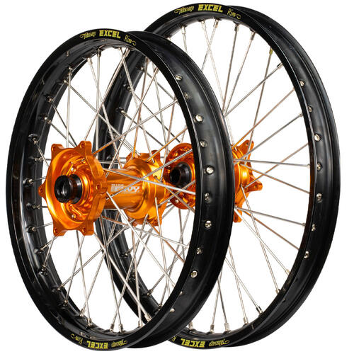 KTM 300 EXC 2003 - 2015 Envy / Excel SNR Wheel Set 21/18 Black Rims Orange Hubs