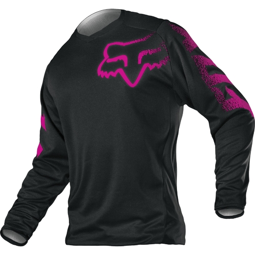 FOX 2021 WOMEN BLACKOUT MX JERSEY BLACK/PINK L