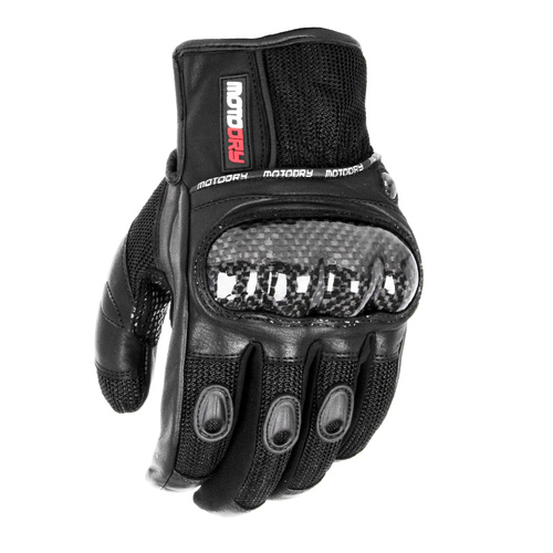 Motodry Aero Leather Motorcycle Summer Gloves Black S