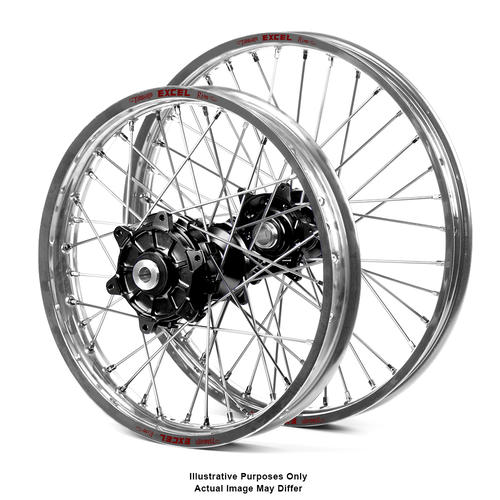 KTM 1190 ADVENTURE R 2013-2024 Wheel Set Silver Excel Rims / Black Haan Hubs 21x1.85 / 18x4.25 