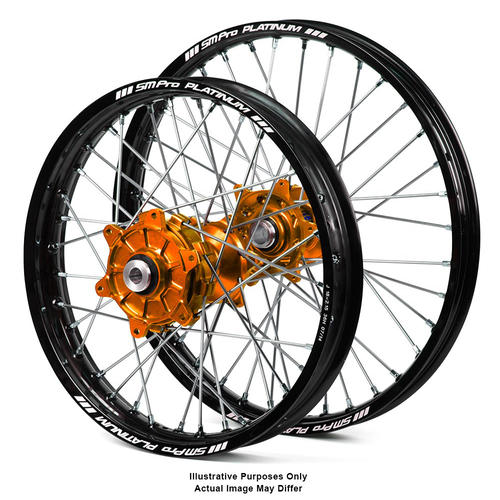 KTM 1190 ADVENTURE R 2013-2024 Wheel Set Black Platinum Rims / Orange Haan Hubs 21x1.85 / 18x4.25 