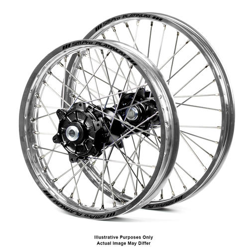 KTM 1190 ADVENTURE R 2013-2024 Wheel Set Silver Platinum Rims / Black Haan Hubs 21x1.85 / 18x4.25 