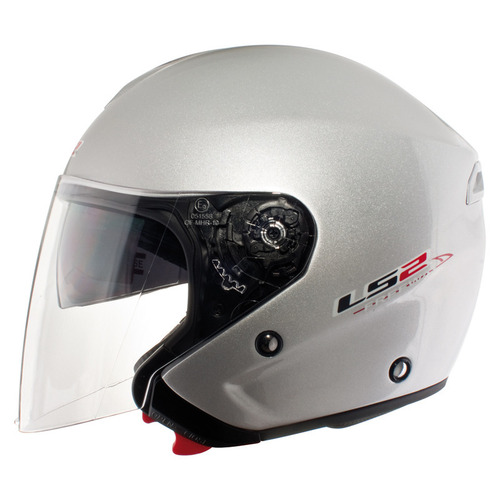 LS2 OF552 Scooter Open Face Helmet F-Way Solid Gloss Silver Xs