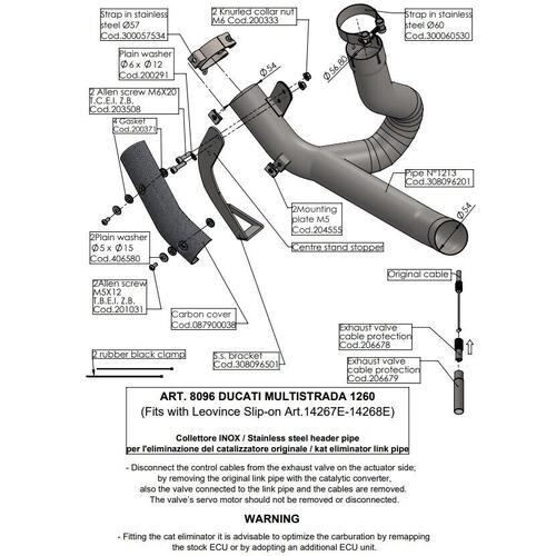 Ducati Multistrada 1260 2018-2020 LeoVince Link Pipe Cat Eliminator Stainless Steel