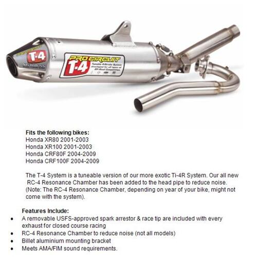 Honda XR80R 2001-2003 Pro Circuit T-4 Full Exhaust System