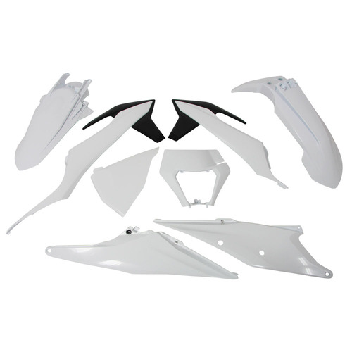 KTM 250 EXC TPI 2022-2023 Rtech Black White Plastics Kit Incl Headlight Surround