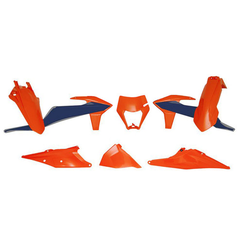 KTM 150 EXC TPI 2022-2023 Rtech Orange Blue Orange Plastics Kit Incl Headlight Surround