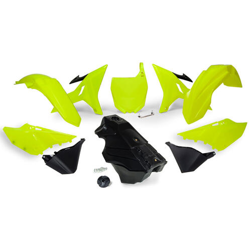 Yamaha YZ125 2002 Rtech Rtech Revolution Plastics Fuel Tank Kit Neon Yellow/Black