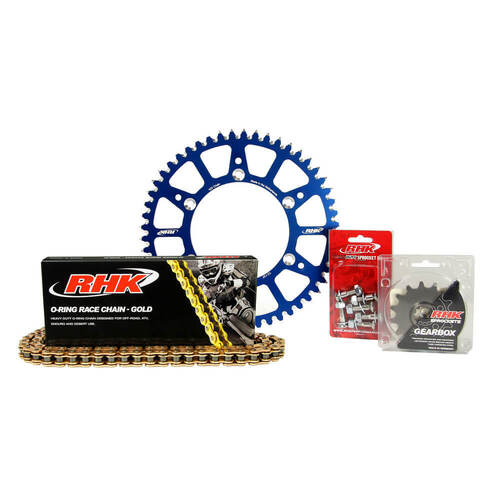 Yamaha YZ125 2021-2024 RHK 14/48 Gold O-Ring Chain & Blue Alloy Sprocket Kit