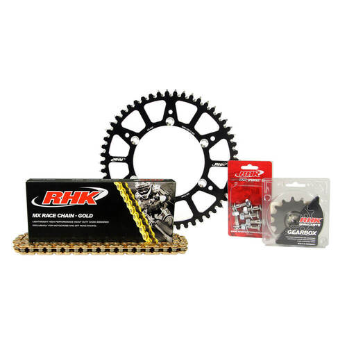 Kawasaki KX250X 2021-2024 RHK 13/48 Gold MX Chain & Black Alloy Sprocket Kit