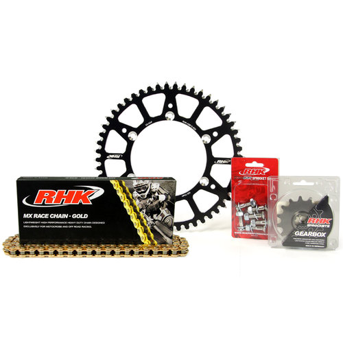 Kawasaki KX250F 2006-2020 13T/51T RHK MX Chain & Black Alloy Sprocket Kit 