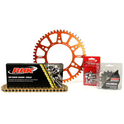 KTM 525 EXC-F 2003-2008 13T/48T RHK MX Chain & Orange Alloy Sprocket Kit 